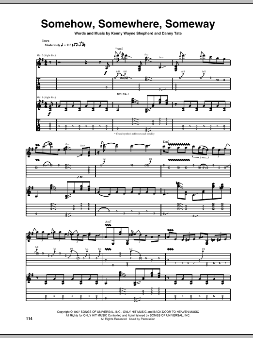Somehow, Somewhere, Someway (Guitar Tab) von Kenny Wayne Shepherd