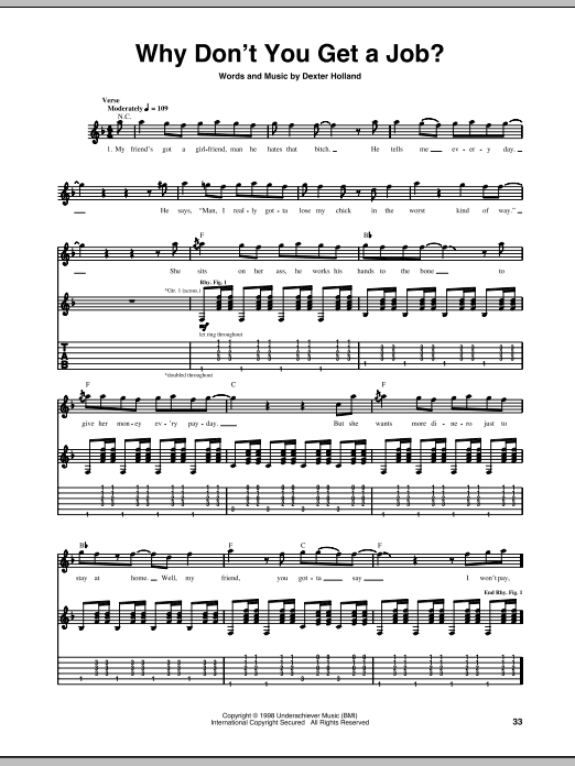 Why Don't You Get A Job? (Guitar Tab) von The Offspring