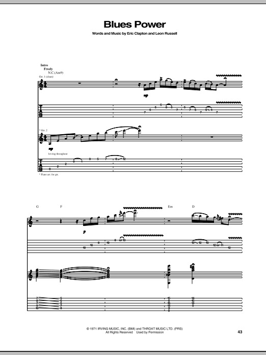 Blues Power (Guitar Tab) von Eric Clapton