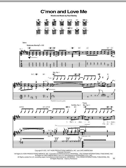 C'mon And Love Me (Guitar Tab) von KISS