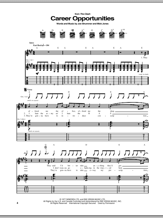 Career Opportunities (Guitar Tab) von The Clash