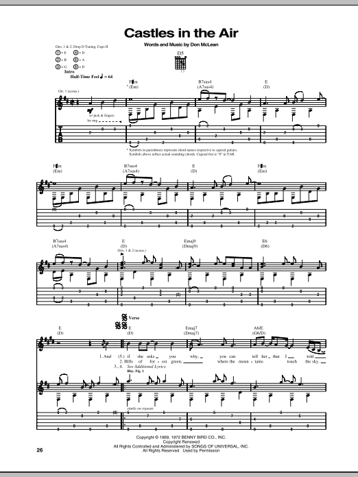 Castles In The Air (Guitar Tab) von Don McLean