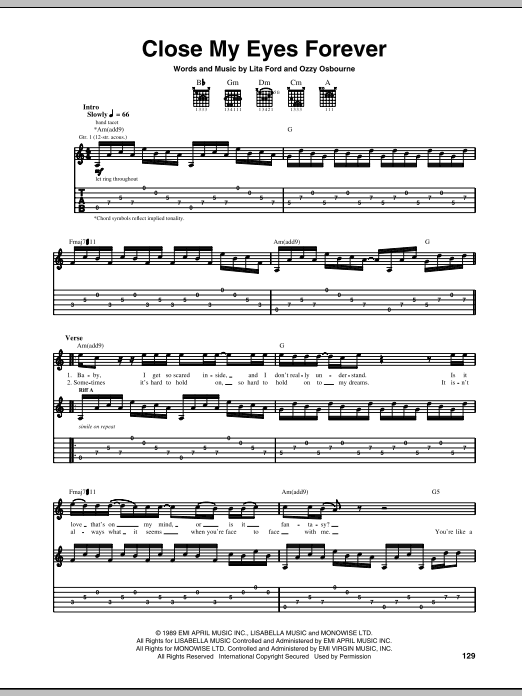 Close My Eyes Forever (Guitar Tab) von Ozzy Osbourne with Lita Ford