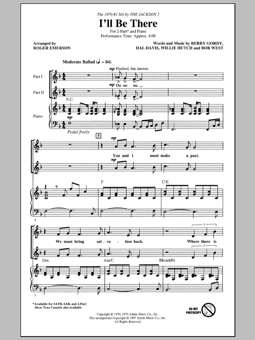 I'll Be There (arr. Roger Emerson) (2-Part Choir) von The Jackson 5