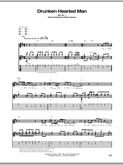 Drunken Hearted Man (Guitar Tab) von Robert Johnson