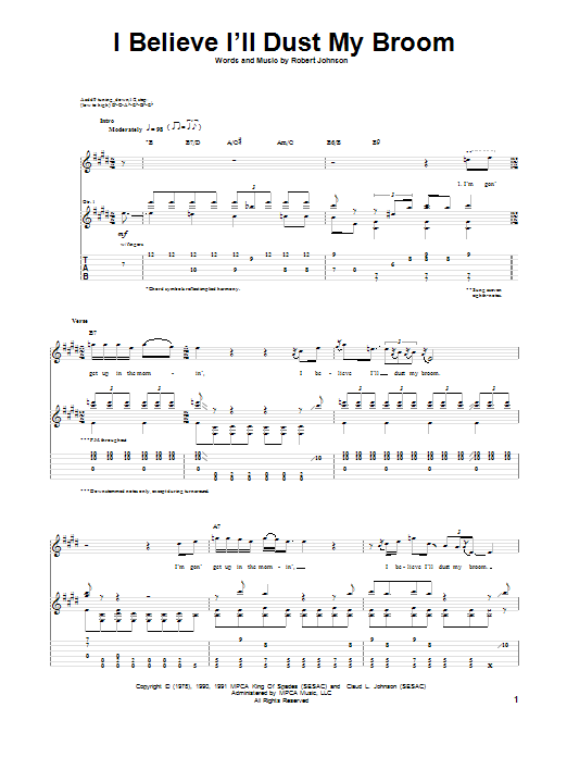 I Believe I'll Dust My Broom (Guitar Tab) von Robert Johnson