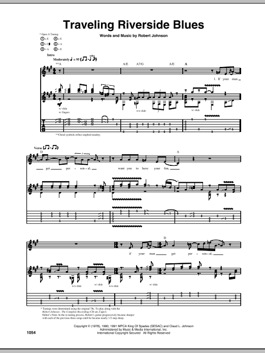 Traveling Riverside Blues (Guitar Tab) von Robert Johnson