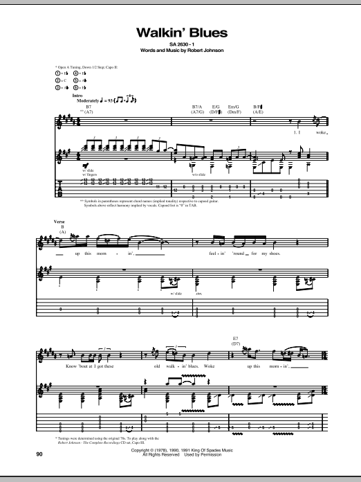 Walkin' Blues (Guitar Tab) von Robert Johnson