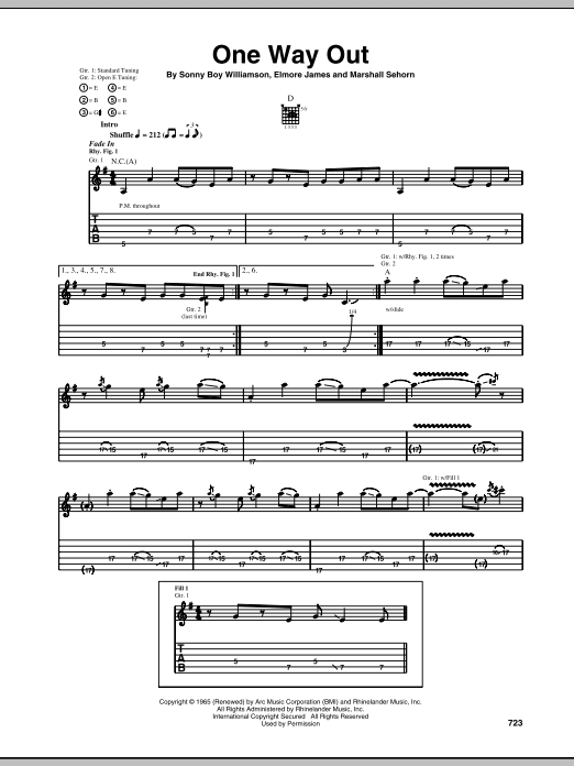 One Way Out (Guitar Tab) von Allman Brothers Band