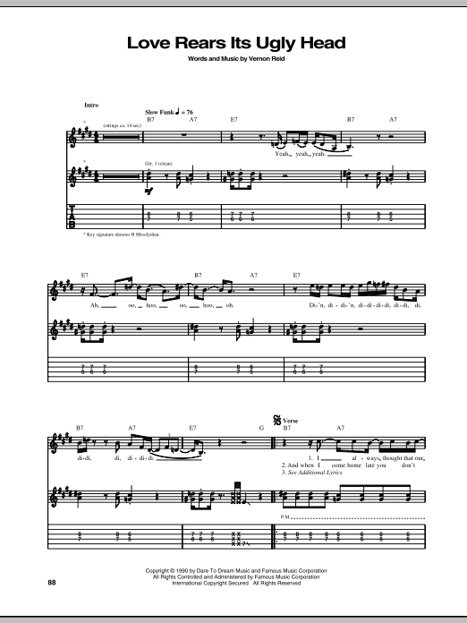 Love Rears Its Ugly Head (Guitar Tab) von Living Colour