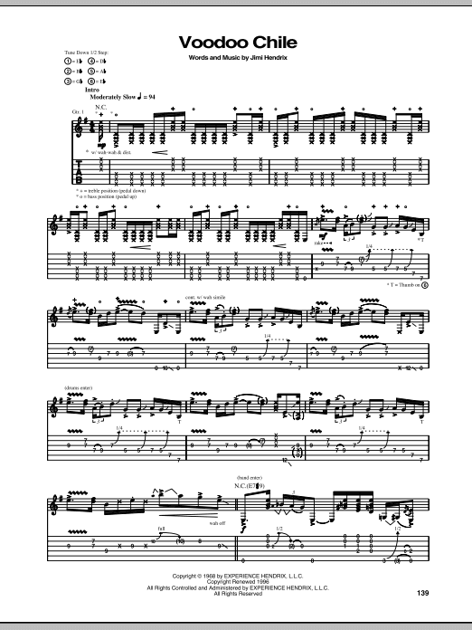 Voodoo Chile (Guitar Tab) von Stevie Ray Vaughan