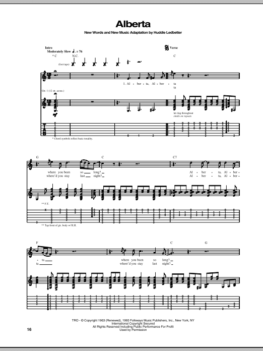 Alberta (Guitar Tab) von Eric Clapton