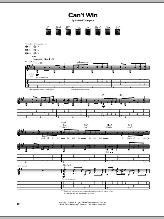 Can't Win (Guitar Tab) von Richard Thompson