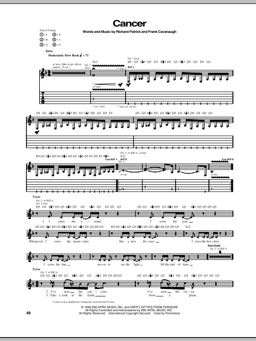 Cancer (Guitar Tab) von Filter