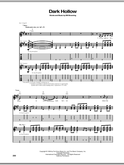 Dark Hollow (Guitar Tab) von Grateful Dead