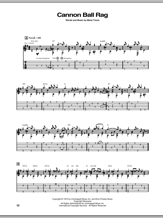 Cannon Ball Rag (Guitar Tab) von Merle Travis