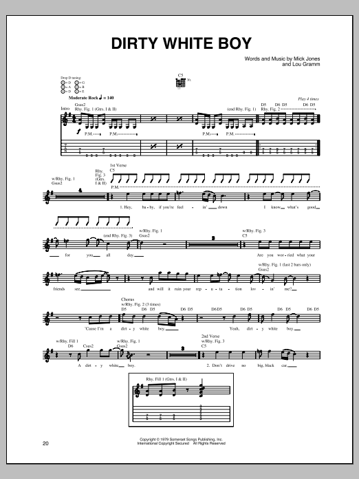 Dirty White Boy (Guitar Tab) von Foreigner