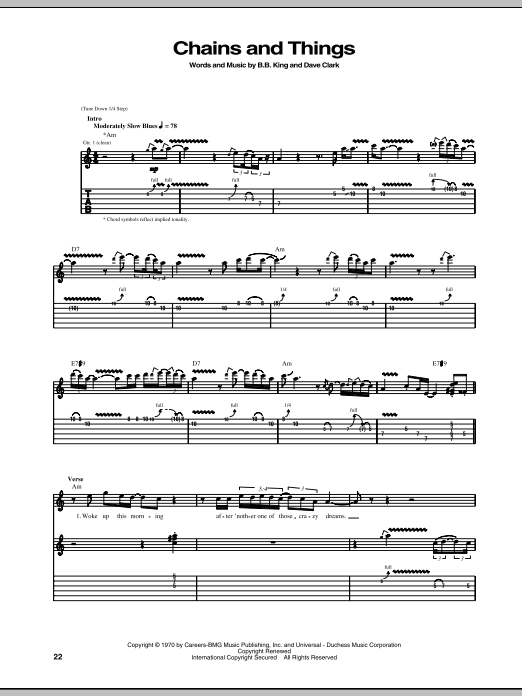 Chains And Things (Guitar Tab) von B.B. King