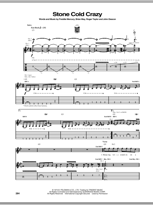 Stone Cold Crazy (Guitar Tab) von Queen