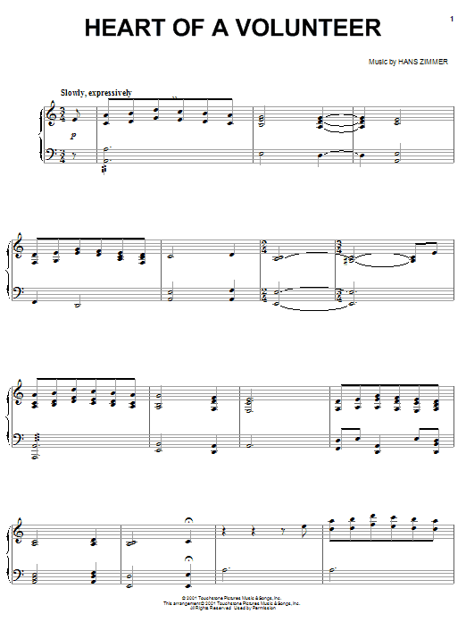 Heart Of A Volunteer (Piano Solo) von Hans Zimmer