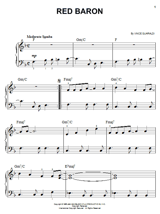 Red Baron (Easy Piano) von Vince Guaraldi