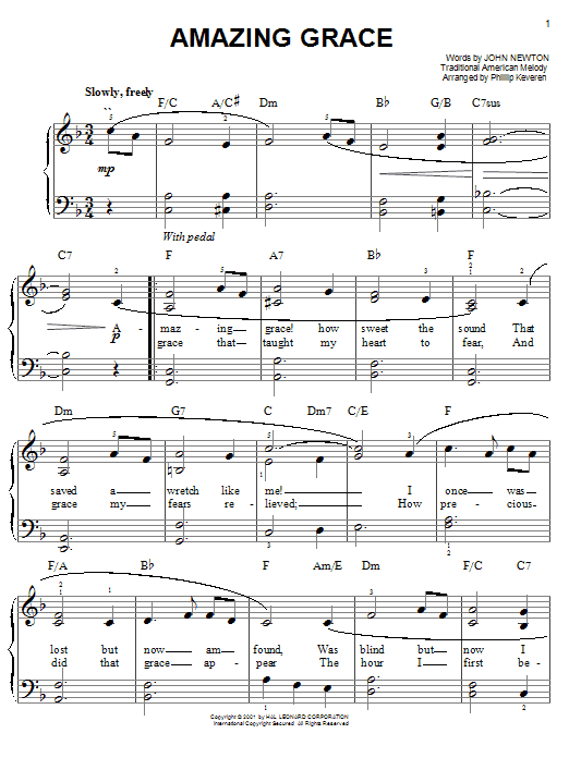 Amazing Grace (arr. Phillip Keveren) (Easy Piano) von John Newton