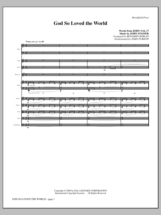 God So Loved The World Chamber Orchestra - Full Score (Choir Instrumental Pak) von Benjamin Harlan