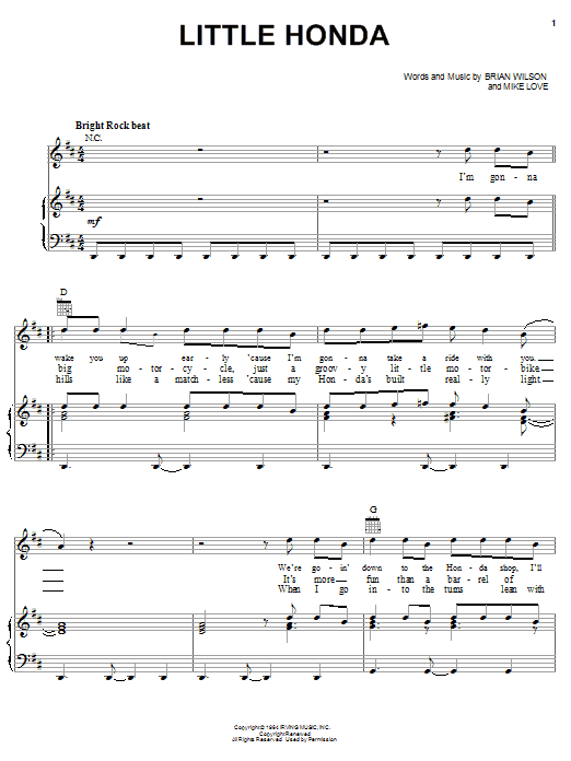 Little Honda (Piano, Vocal & Guitar Chords (Right-Hand Melody)) von The Beach Boys