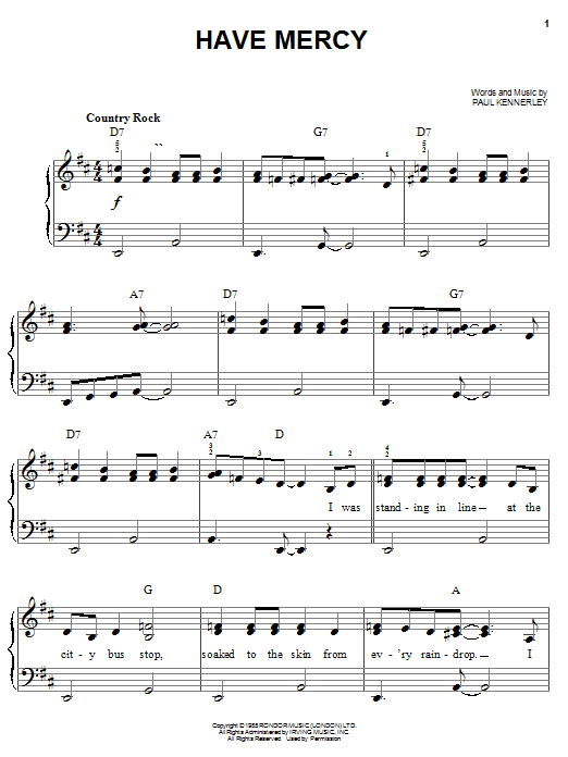 Have Mercy (Easy Piano) von Paul Kennerley