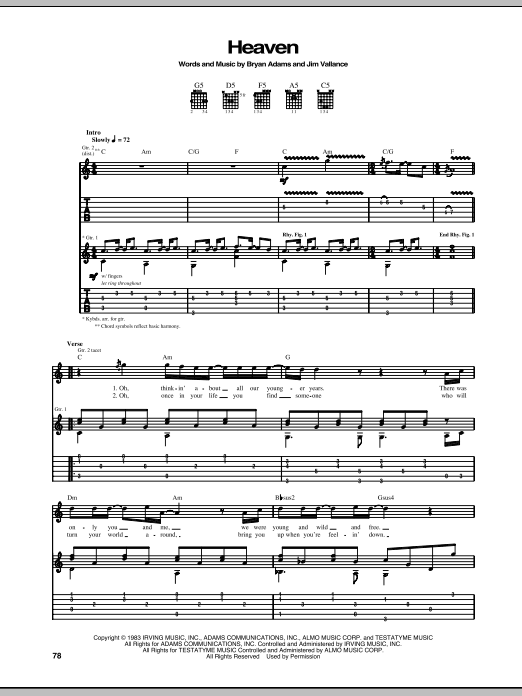 Heaven (Guitar Tab) von Bryan Adams