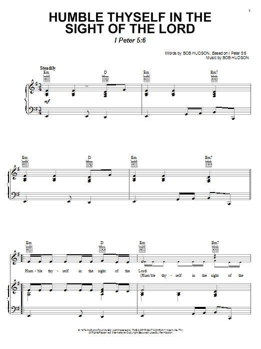 Humble Thyself In The Sight Of The Lord (Piano, Vocal & Guitar Chords (Right-Hand Melody)) von Bob Hudson