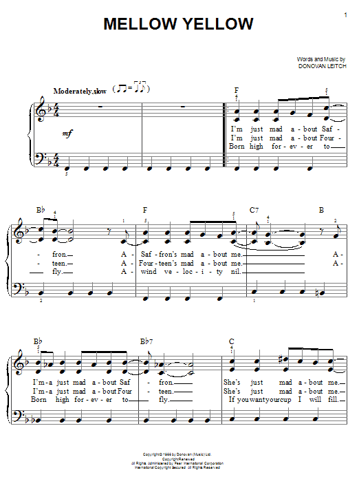 Mellow Yellow (Easy Piano) von Donovan