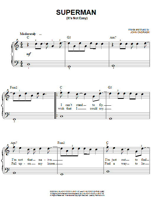 Superman (It's Not Easy) (Easy Piano) von Five For Fighting