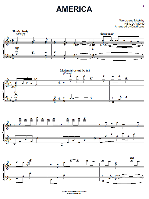 America (Piano Solo) von Neil Diamond