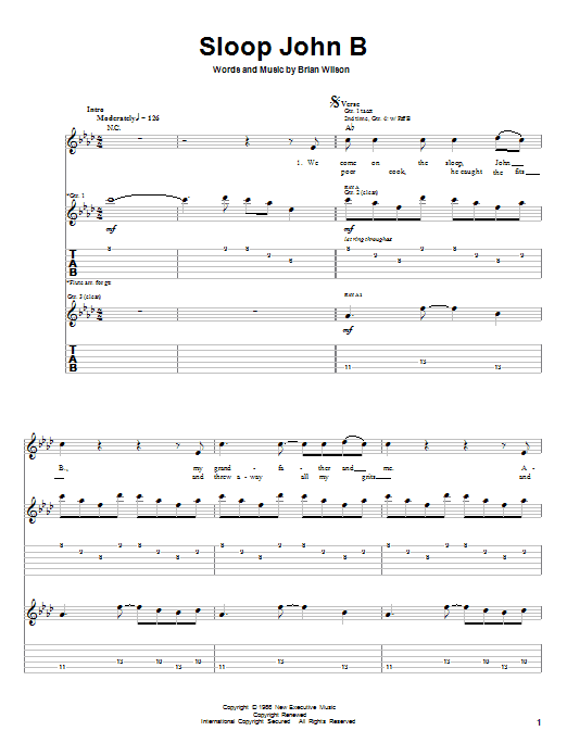 Sloop John B (Guitar Tab) von The Beach Boys