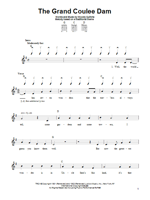 The Grand Coulee Dam (Easy Guitar) von Woody Guthrie