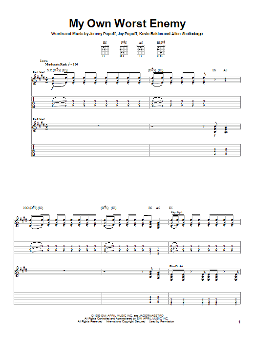 My Own Worst Enemy (Guitar Tab) von Lit