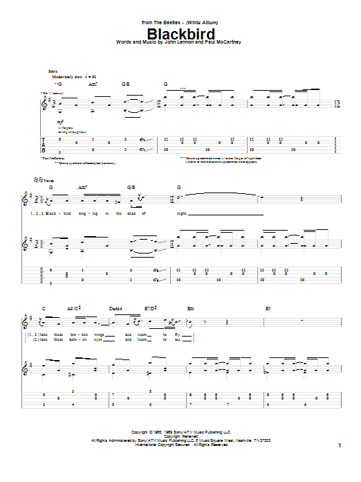 Blackbird (Guitar Tab) von The Beatles