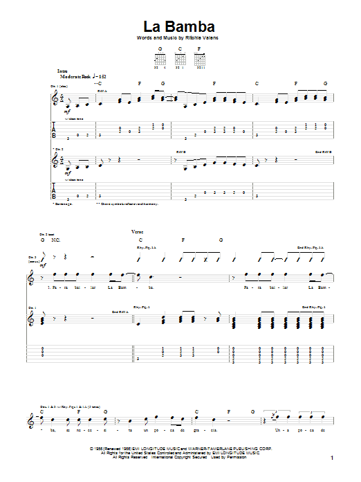 La Bamba (Guitar Tab) von Los Lobos