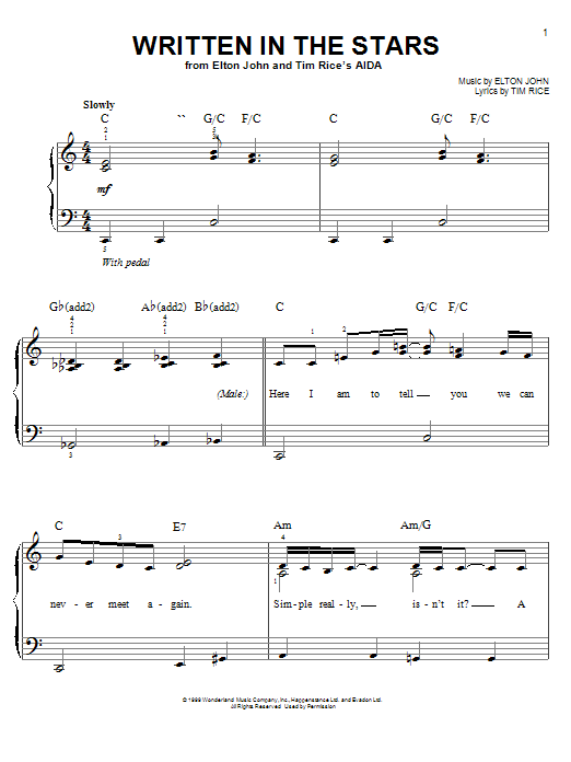 Written In The Stars (from Aida) (Easy Piano) von Elton John & LeAnn Rimes