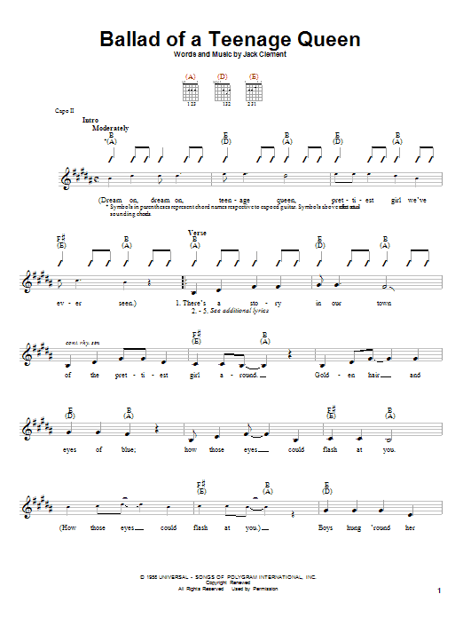 Ballad Of A Teenage Queen (Easy Guitar) von Johnny Cash