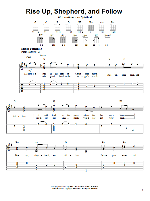 Rise Up, Shepherd, And Follow (Easy Guitar Tab) von African-American Spiritual