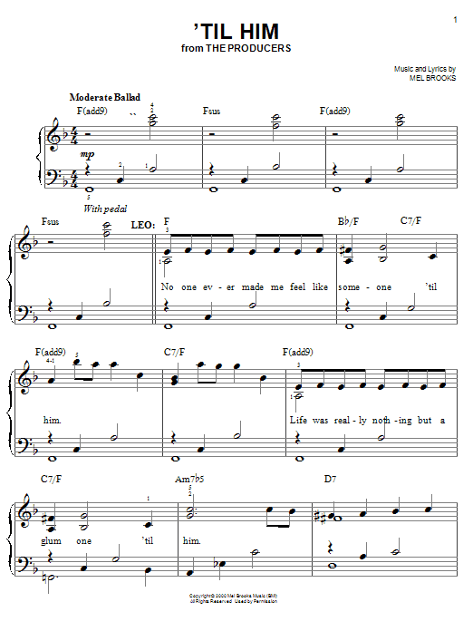 'Til Him (Easy Piano) von Mel Brooks