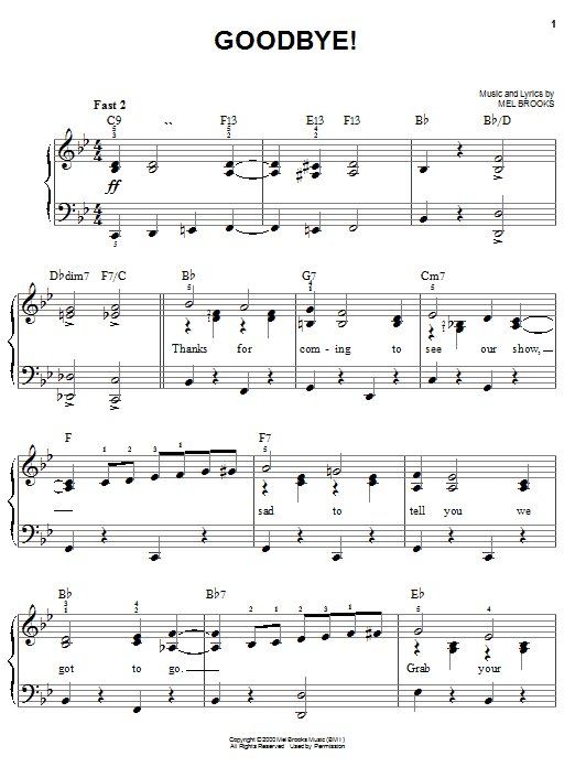 Goodbye! (Easy Piano) von Mel Brooks