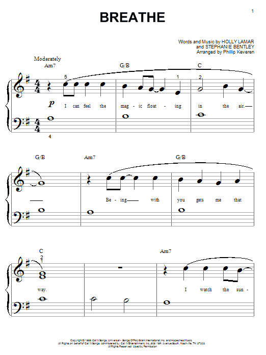 Breathe (Big Note Piano) von Faith Hill