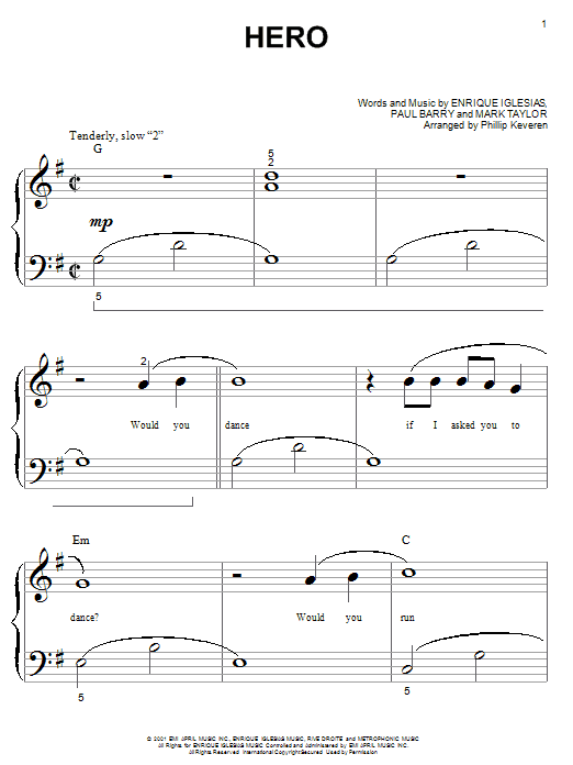 Hero (Big Note Piano) von Enrique Iglesias