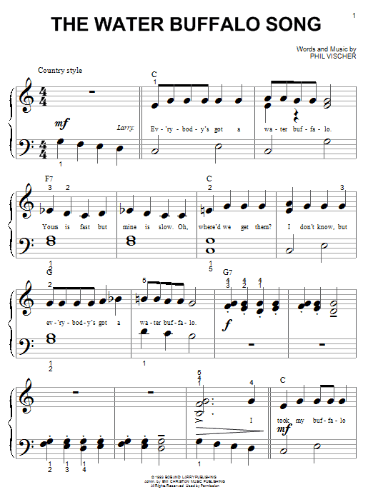 The Water Buffalo Song (Big Note Piano) von VeggieTales