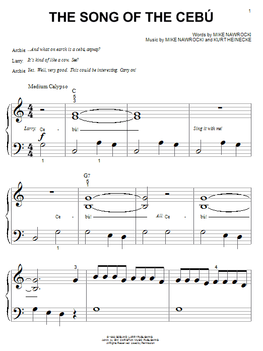 The Song Of The Cebu (Big Note Piano) von VeggieTales