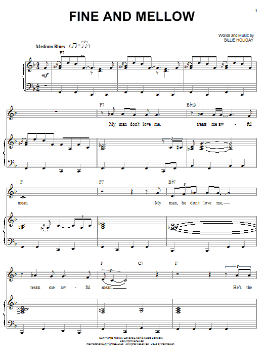 Fine And Mellow (Piano & Vocal) von Billie Holiday