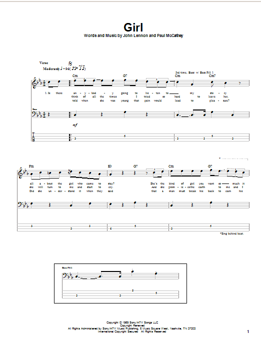 Girl (Bass Guitar Tab) von The Beatles